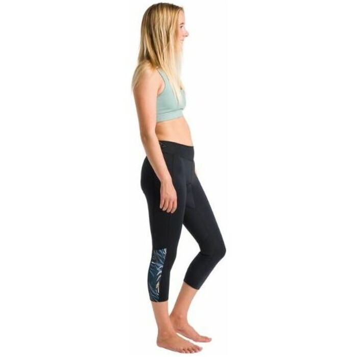 Skins Mujer Solace 1.5mm Flatlock 2024 C- 3/4 Wetsuit Leggings C-SO15LE34 - Raven Black / Tropical